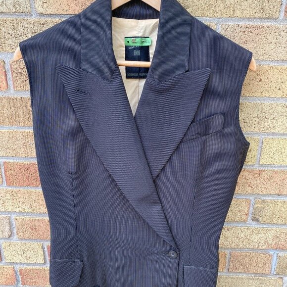Vintage 1986 Jean Paul Gaultier Pinstriped Double-Breasted Waistcoat Size 40 - Picture 9 of 15